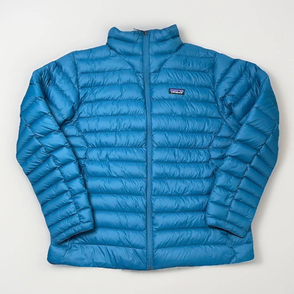 Patagonia Down Sweater Jacket Men's XL Blue Puffer Down Quilted Full Zip